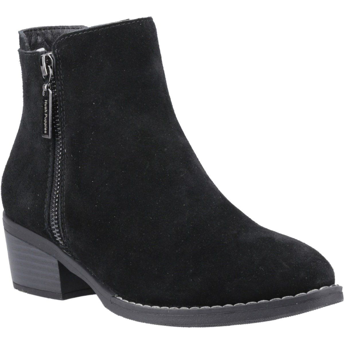 Hush Puppies Ingrid Damen Wildleder Schwarze Stiefeletten mit Absatz