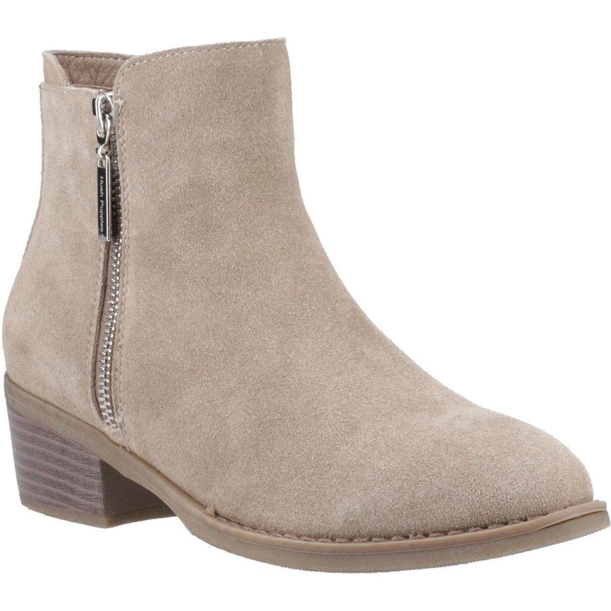 Hush Puppies Ingrid Damen Wildleder Stiefeletten mit Absatz in Taupe