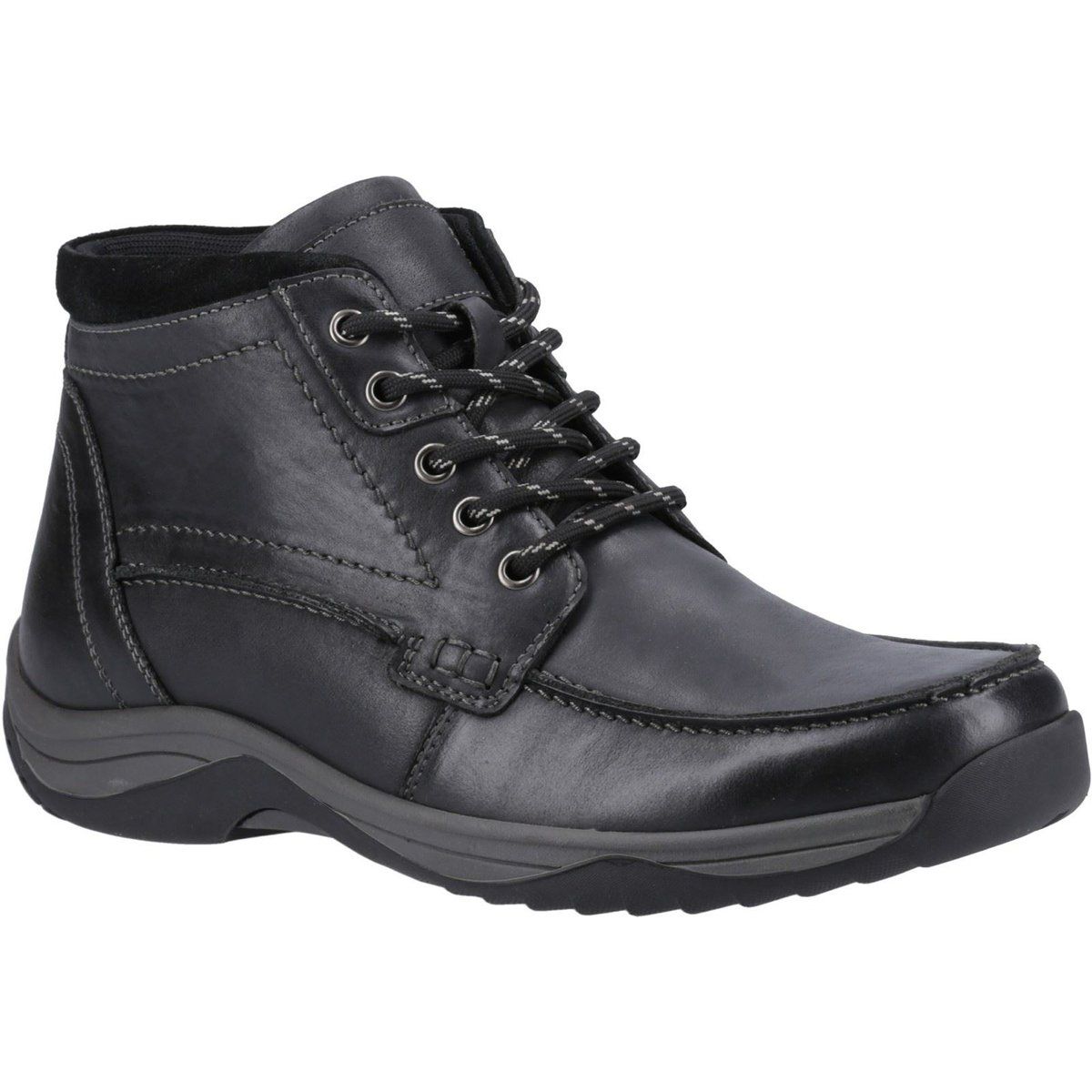 Hush Puppies Daryl Herren Schwarze Leder Knöchelstiefel