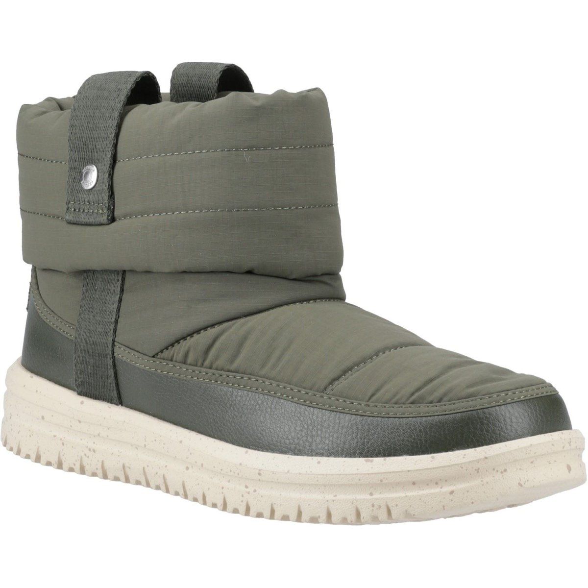 HEYDUDE Camden Cuff Nylon Quilt Nylon Damen Winter-Stiefeletten in Dunkeloliv