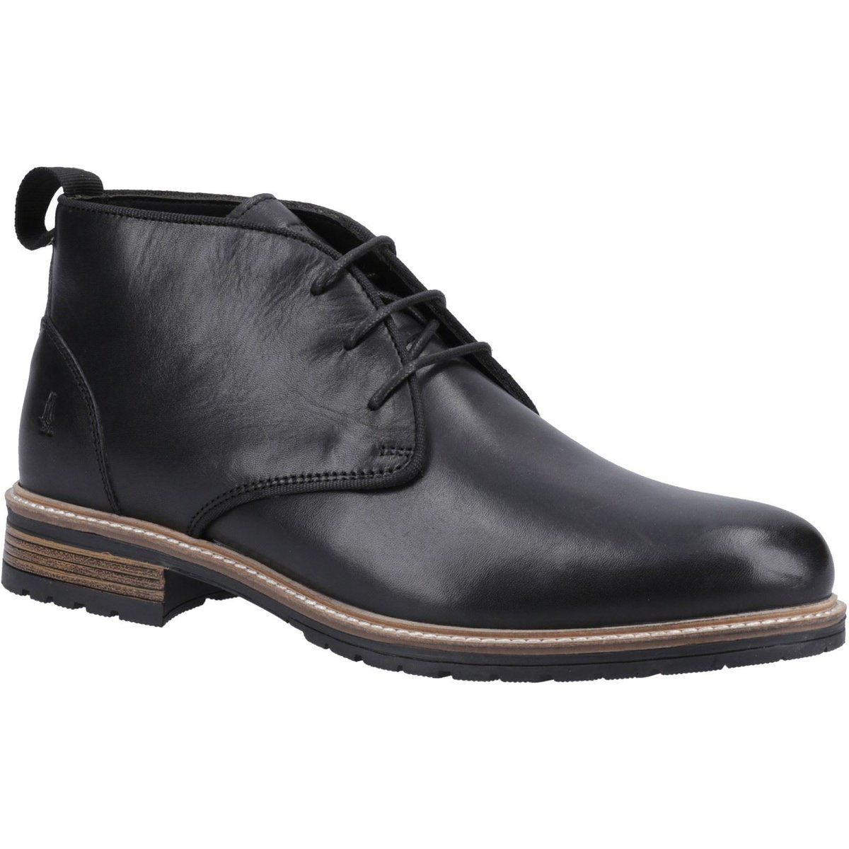 Hush Puppies Ricky Herren Schwarze Leder Knöchelstiefel