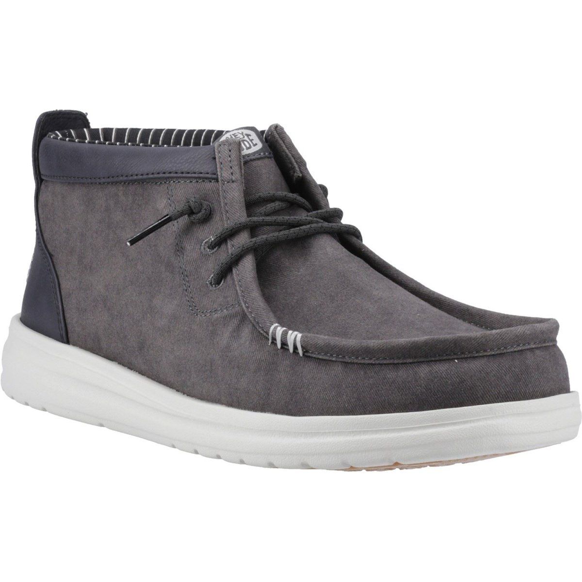 HEYDUDE Wally Mid GripR Baumwoll-Herren Stiefeletten Schwarz Austern/Schwarz