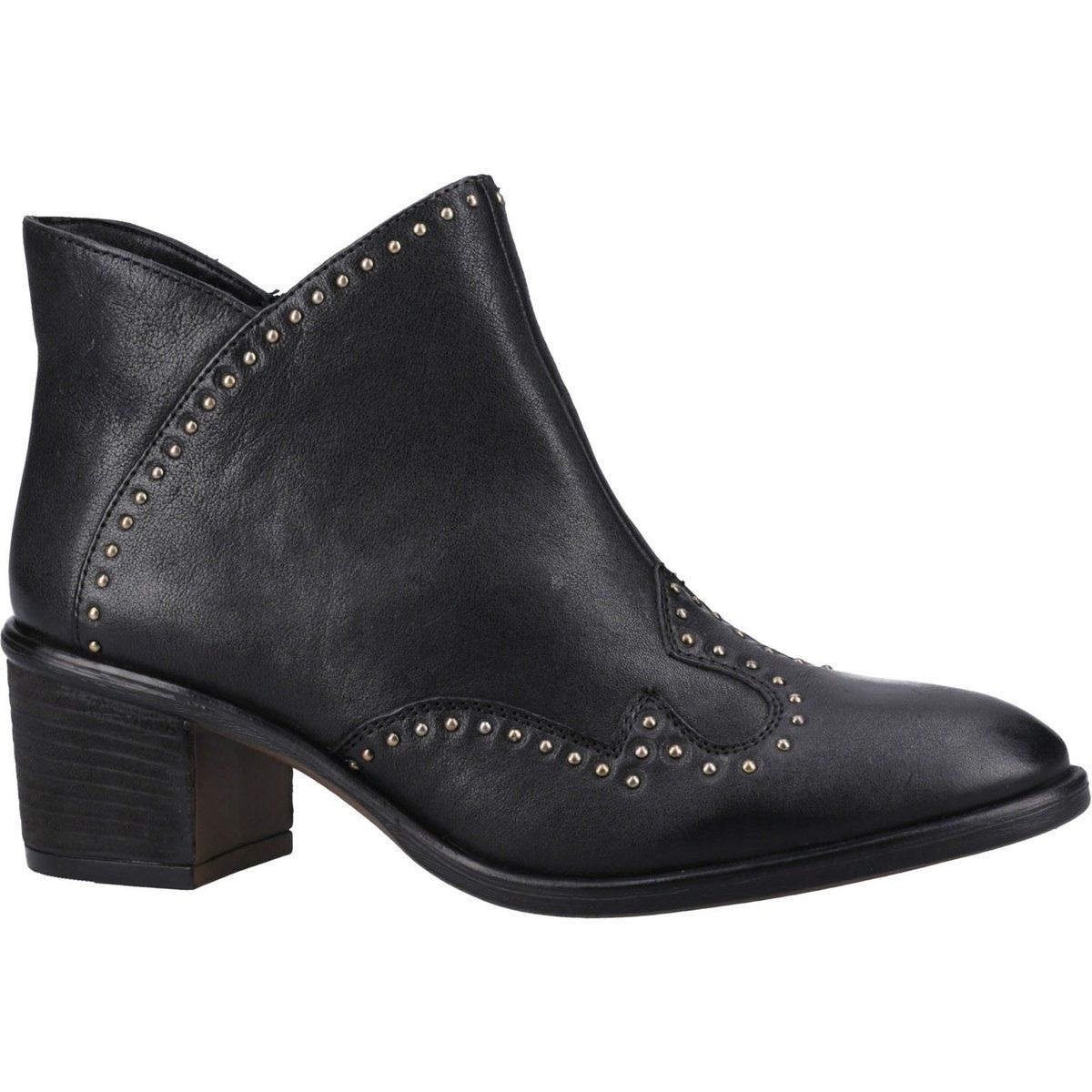 Hush Puppies Waverly Damen Schwarze Lederstiefel