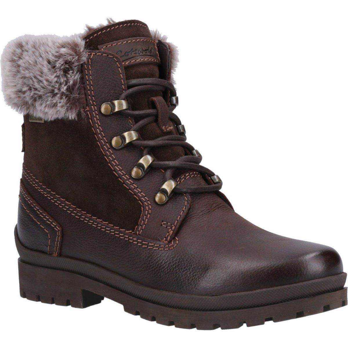 Cotswold Evenlode Leder Damen Braune Winter Stiefeletten