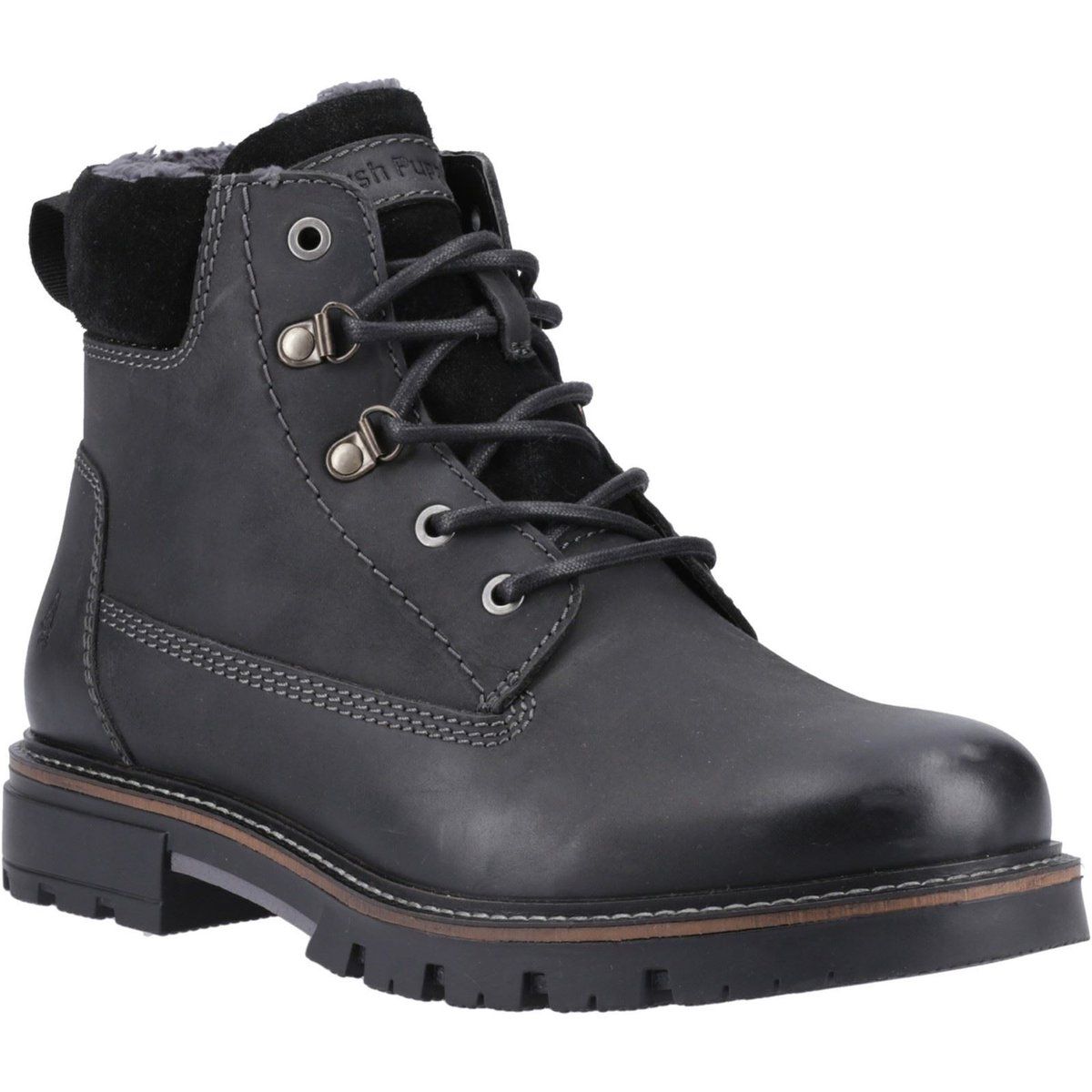 Hush Puppies Pier Herren Schwarze Leder Knöchelstiefel