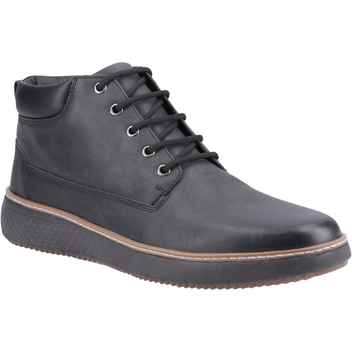 Hush Puppies Kian Leder Herren Schwarze Stiefeletten