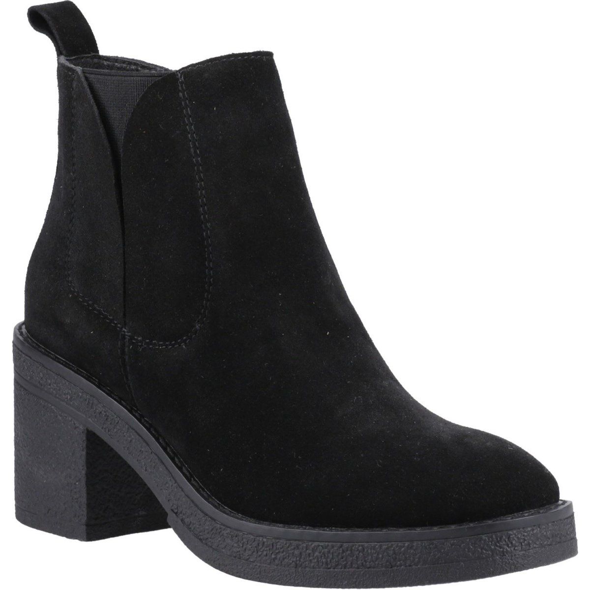 Hush Puppies Felicia Wildleder Damen Schwarze Absatz Chelsea Boots