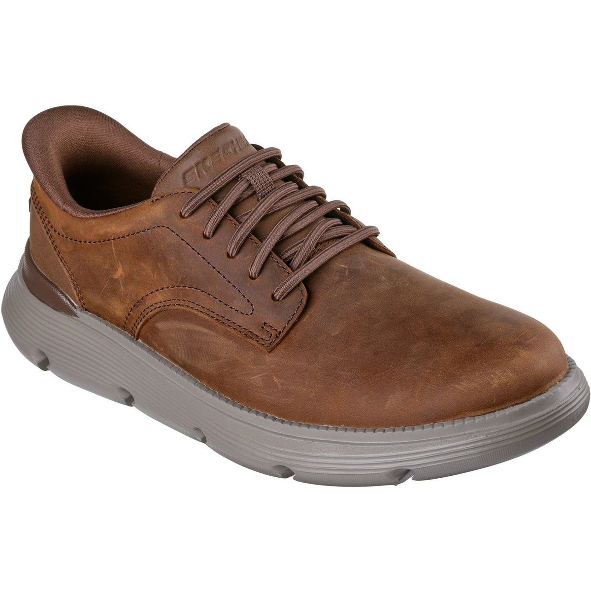 Skechers Garza Duran Leder Herren Schnürschuhe Dunkelbraun