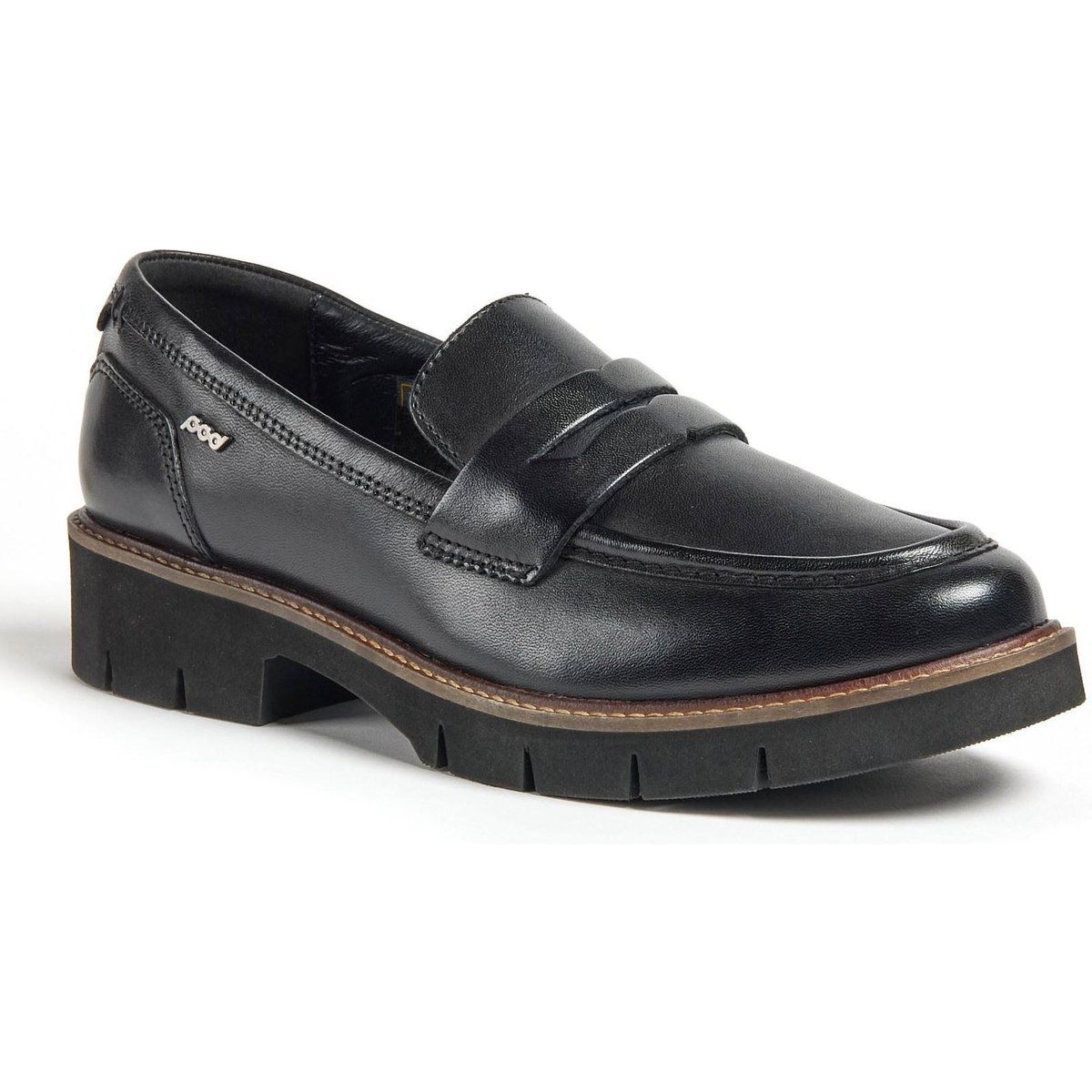 Pod Kaltin Damen Schwarze Lederloafer
