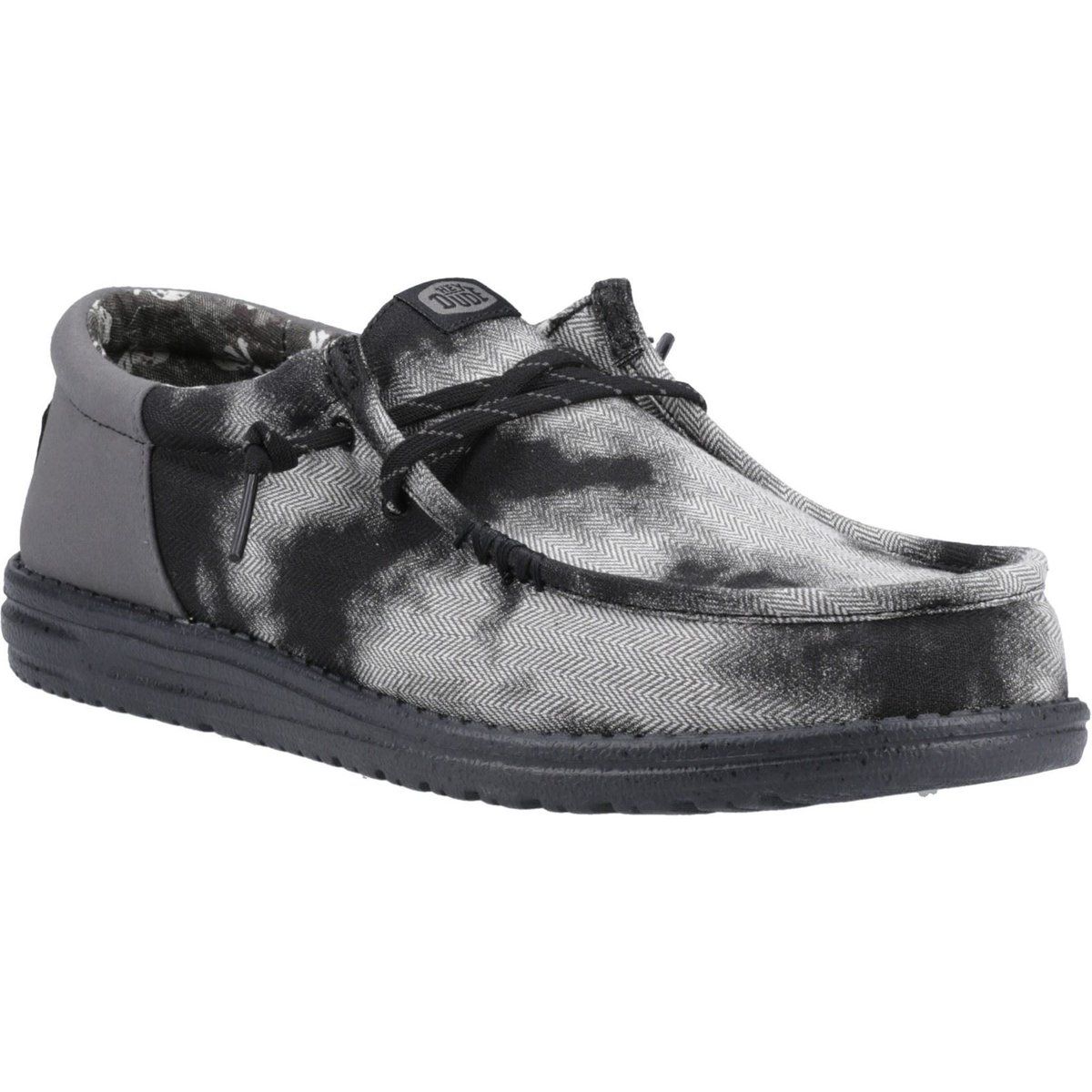 HEYDUDE Wally Funk Overdye Baumwoll Herren Mokassins Schuhe Schwarz/Graugranit