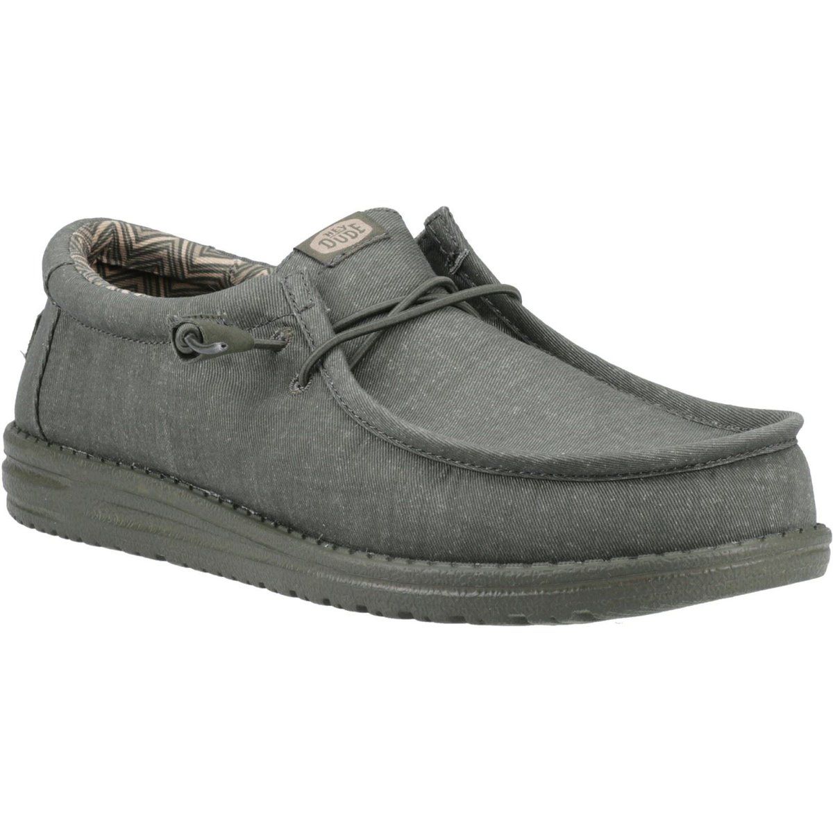 HEYDUDE Wally Stretch Canvas Baumwoll Herren Mokassins Schuhe in Dunkelgrün