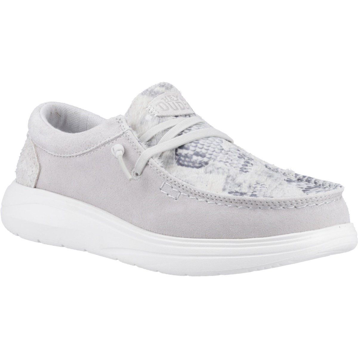 HEYDUDE Wendy COMF Leder Damen Graue/Schlangen Mokassins Schuhe