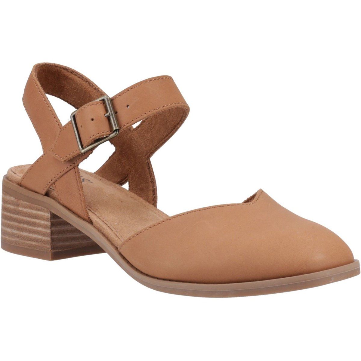 TOMS Jaclyn Leder Damen Braun Zucker Runde Slingback-Schuhe