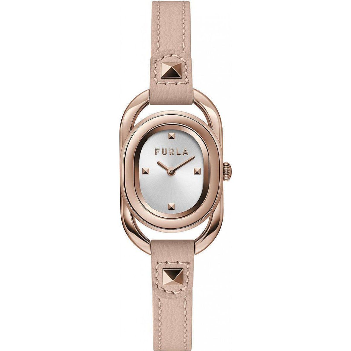 Uhr mit ovalem Zifferblatt und Lederarmband