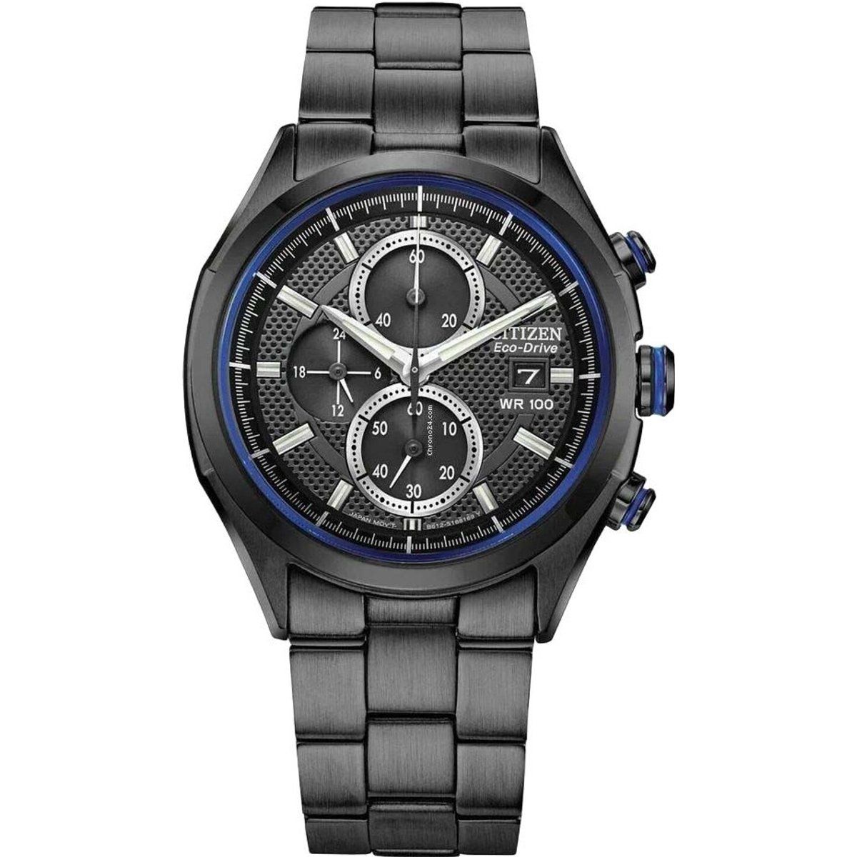 Herren-Chronographenuhr mit blauen Akzenten