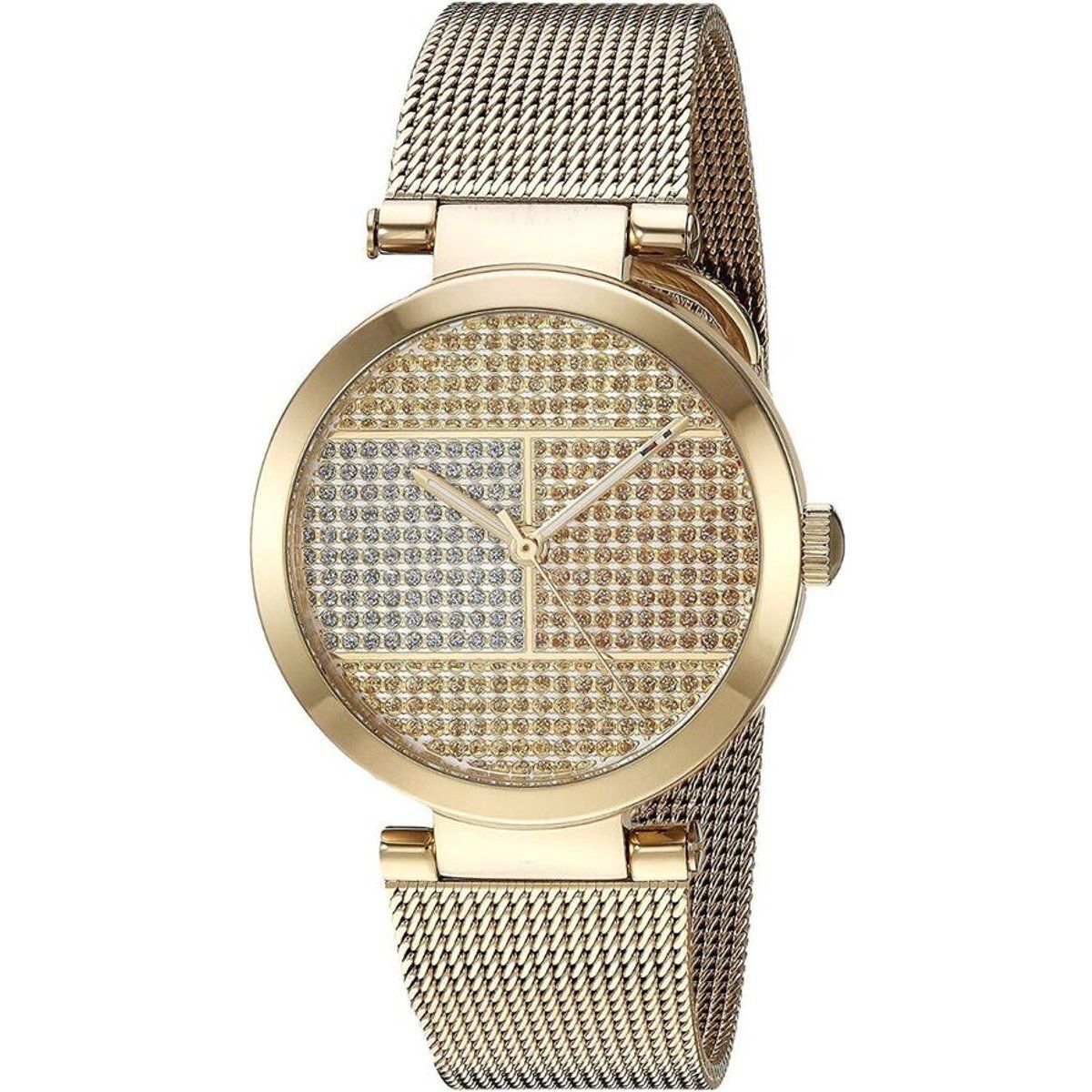 Elegante goldene Mesh-Armbanduhr