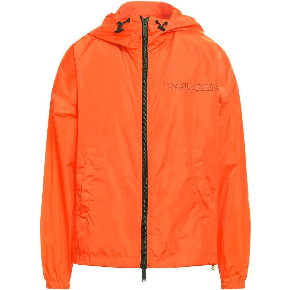 Leuchtend orangefarbene leichte Windbreaker Jacke