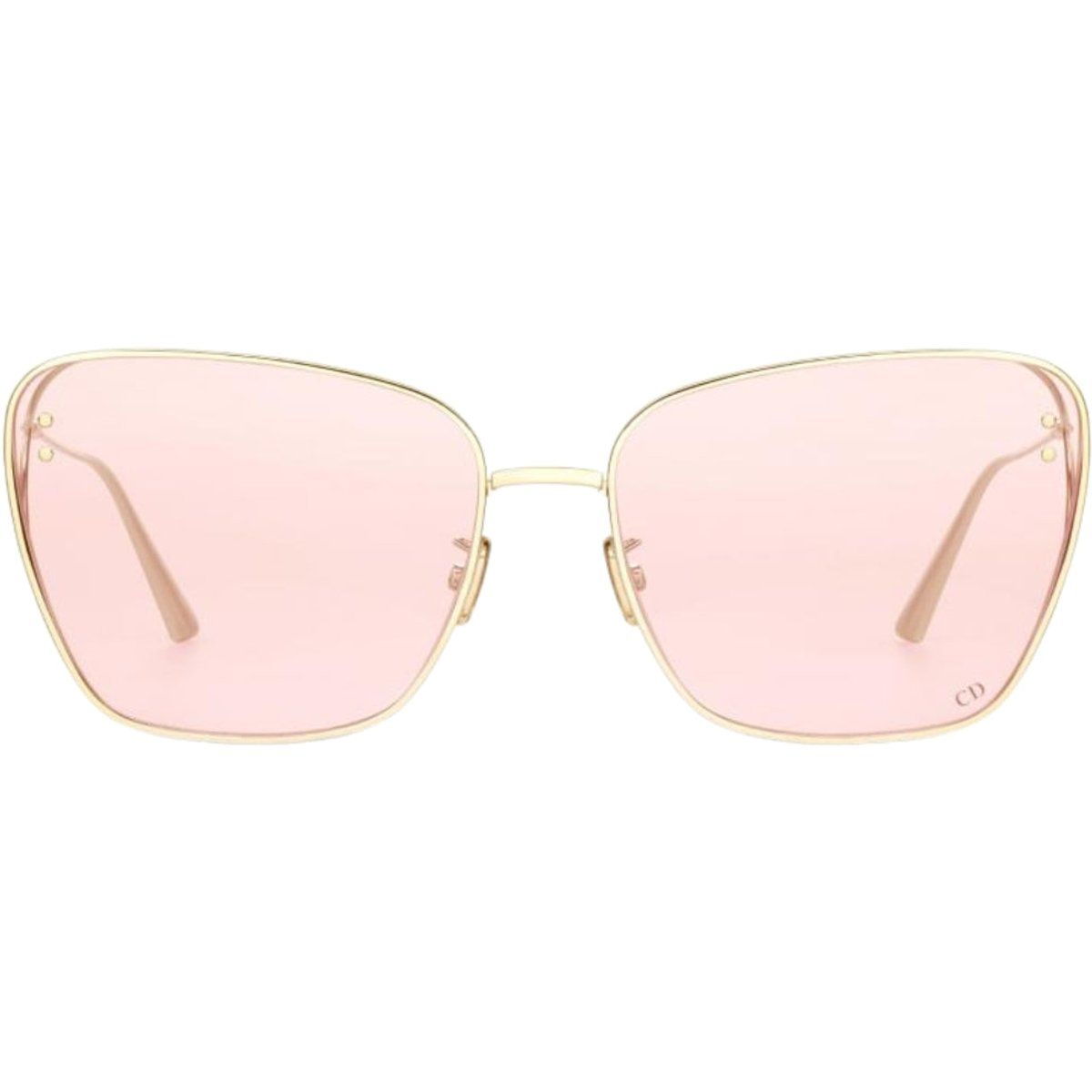 Goldener Rahmen, Schmetterlings-Sonnenbrille, rosa Gläser