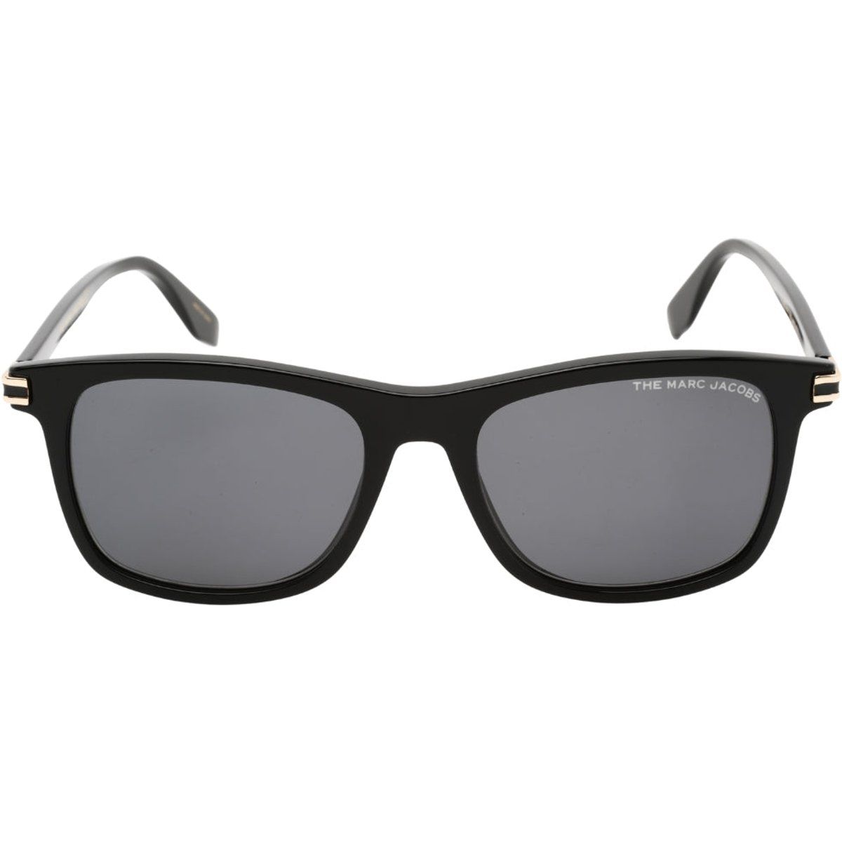 Schwarze Rechteckige Sonnenbrille mit goldenen Details