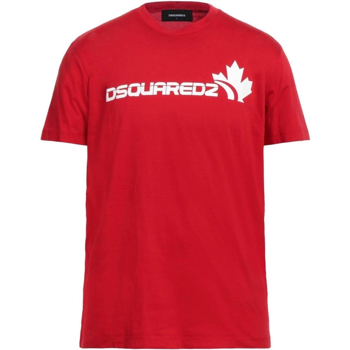 Rotes T-Shirt mit Ahornblatt-Logo