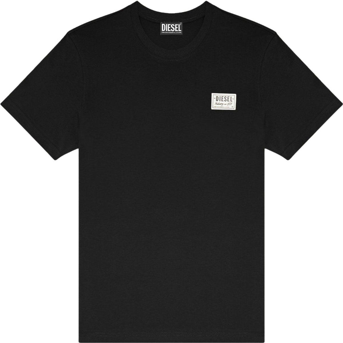 Diesel Schwarzes Baumwoll T-Shirt mit Logo-Patch
