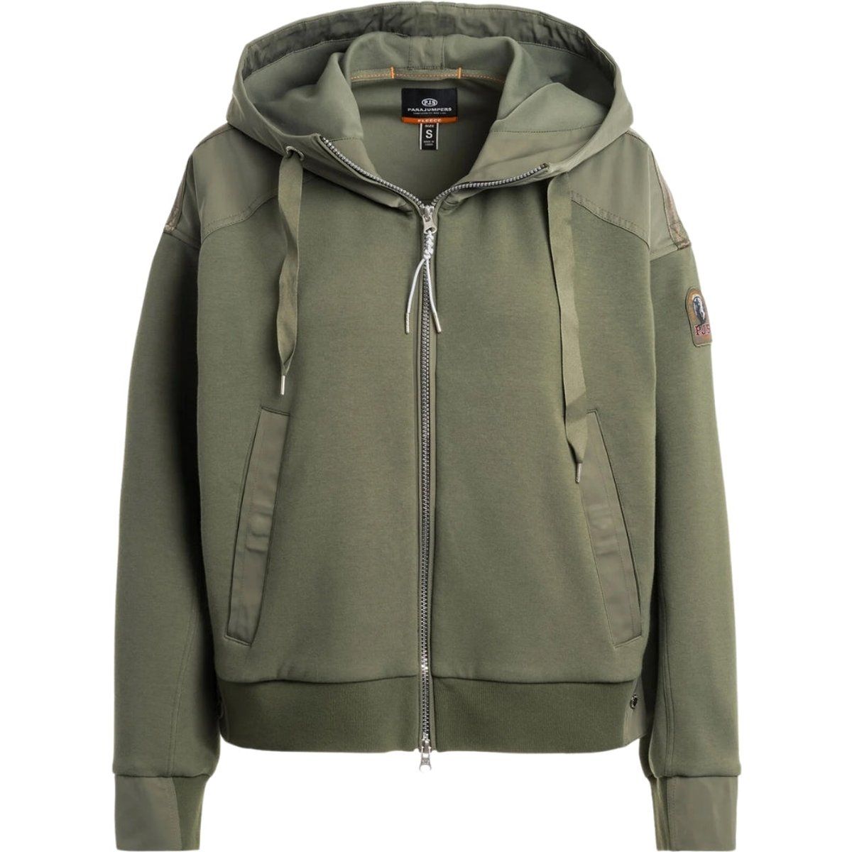 Grüner übergroßer Kapuzenpullover mit Reißverschluss
