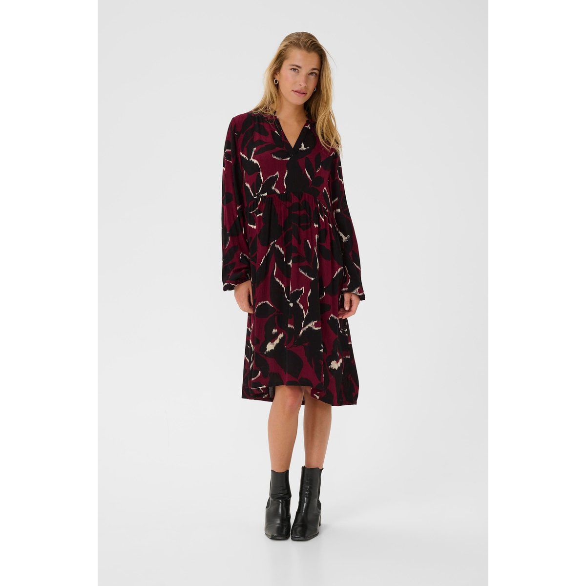 Gemustertes A-Linien Midikleid