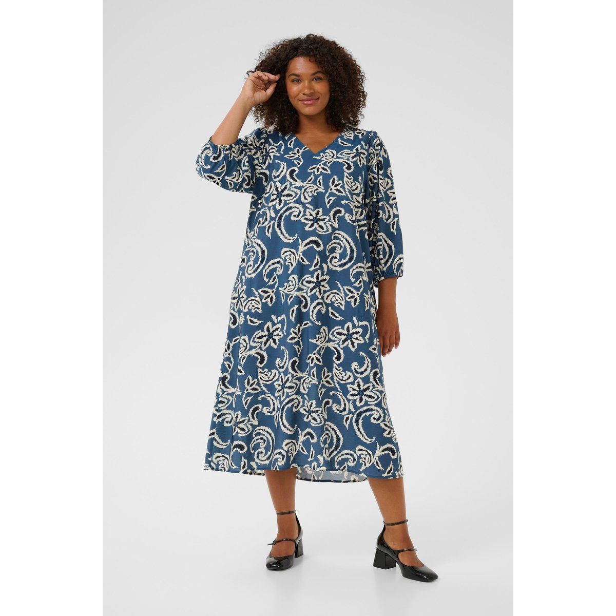 Fließendes Midikleid mit Blumendruck