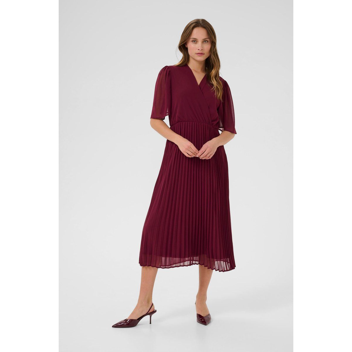 Elegantes Plissee-Midikleid mit Ärmeln