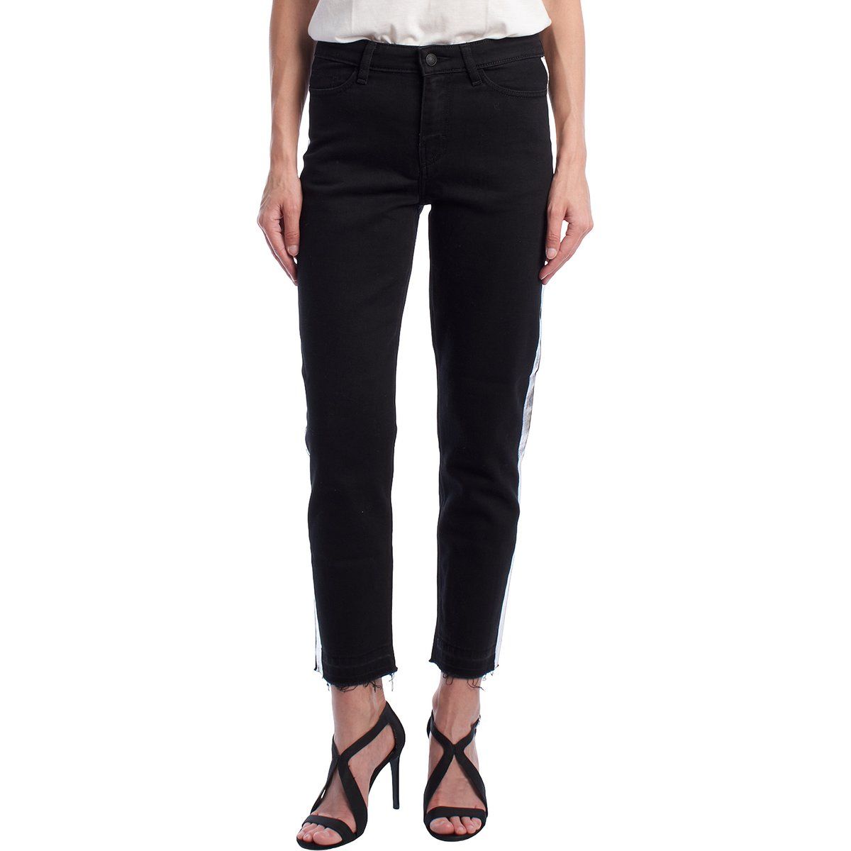 Jeans mit geradem Bein und Metallic-Streifen