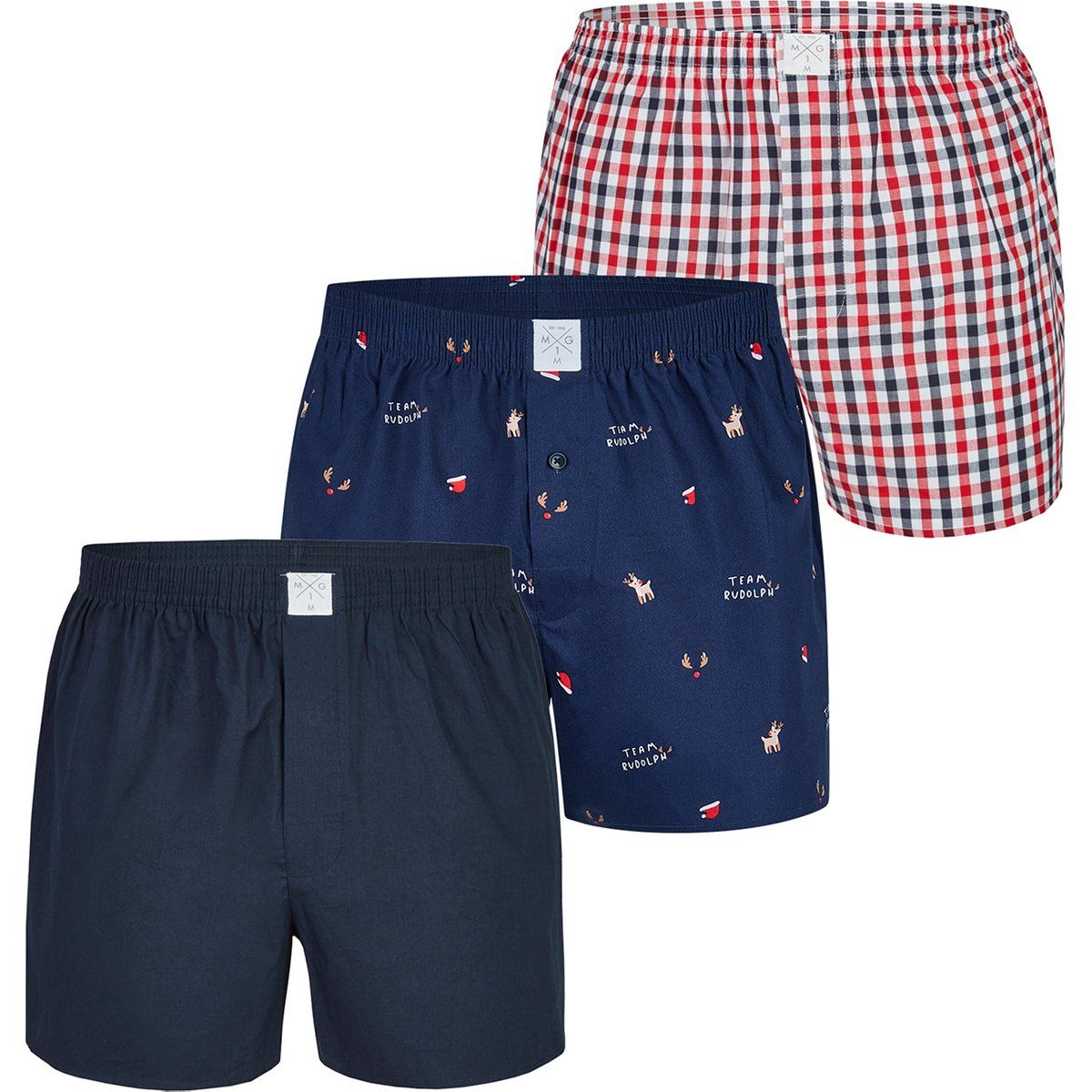 Web-Boxershorts Set mit festlichen Motiven