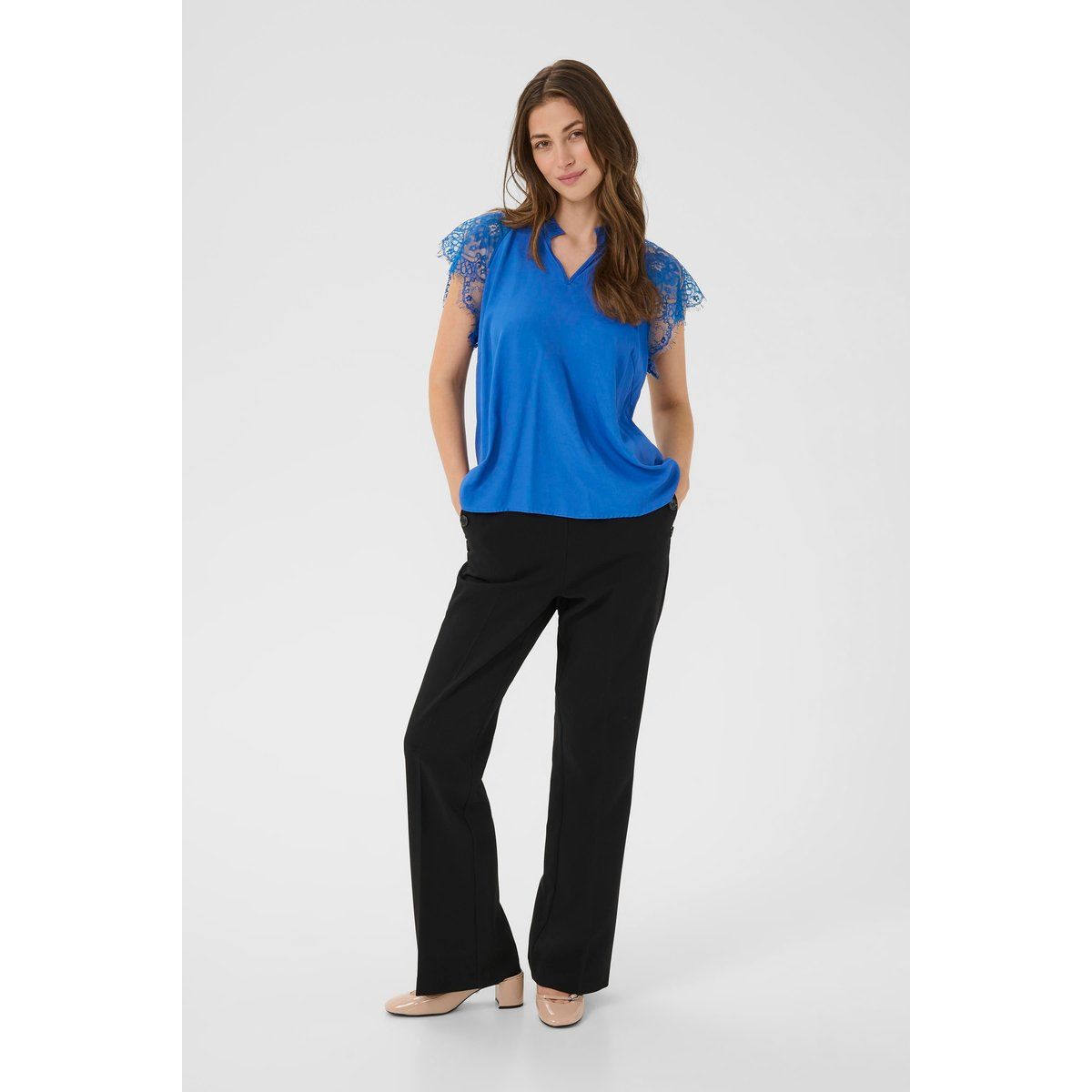 Kurzarm-Bluse CRNola Straight fit blue