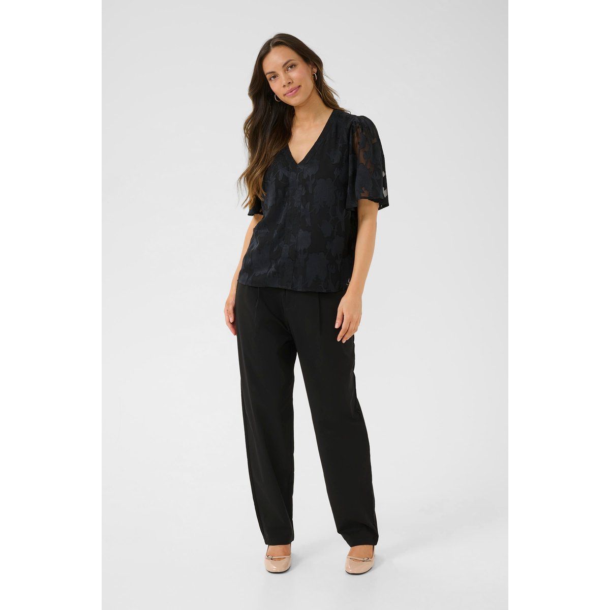 Elegante Burnout-Bluse mit Blumenmuster