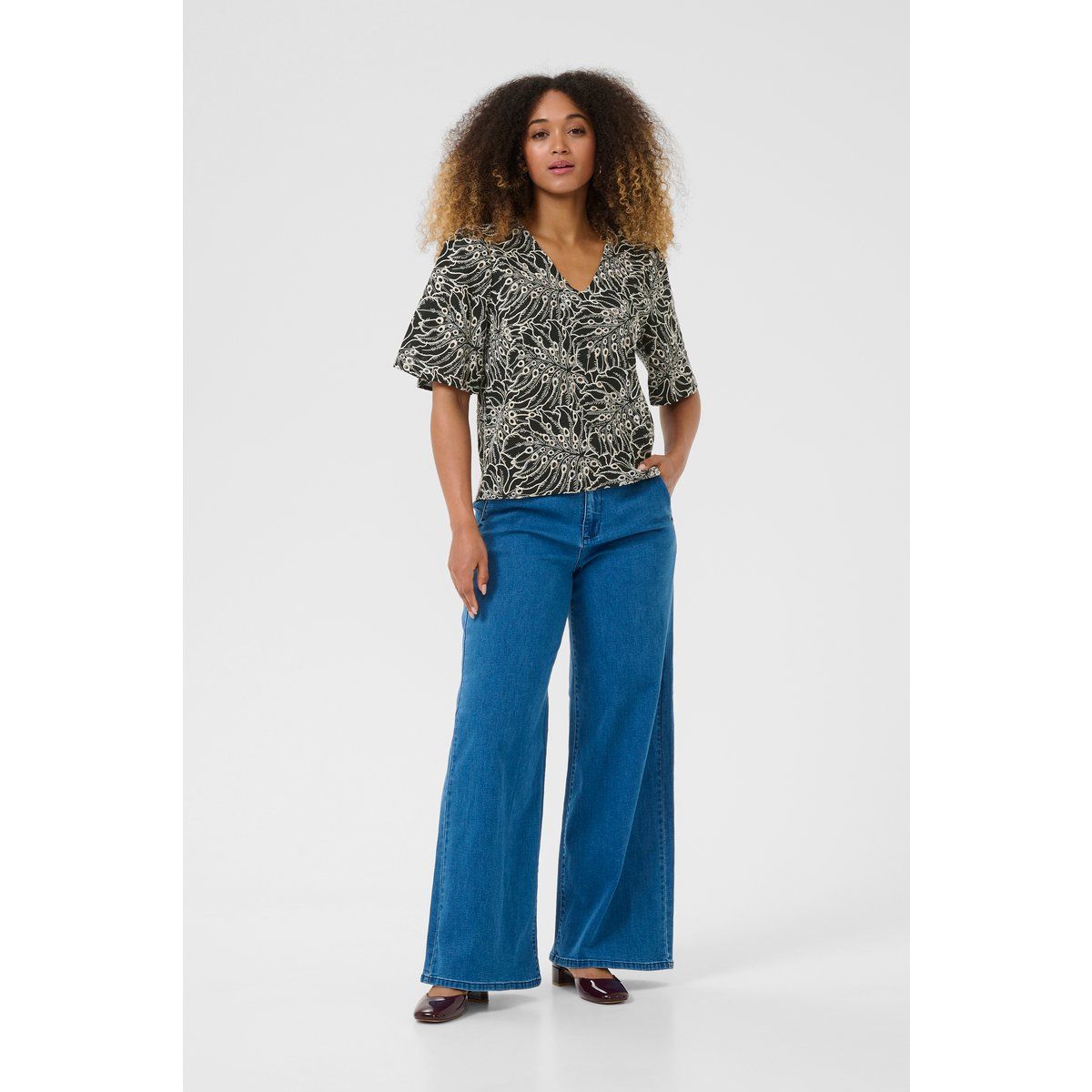 Kurzarm-Bluse CRAdelena Regular fit black