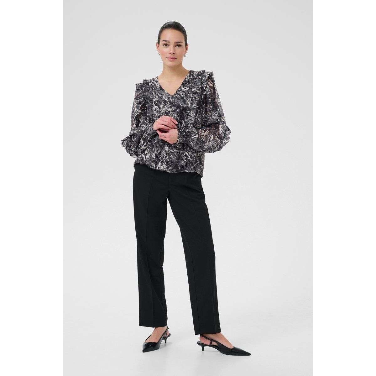 Langarm-Bluse KAalica Regular fit black darkgrey