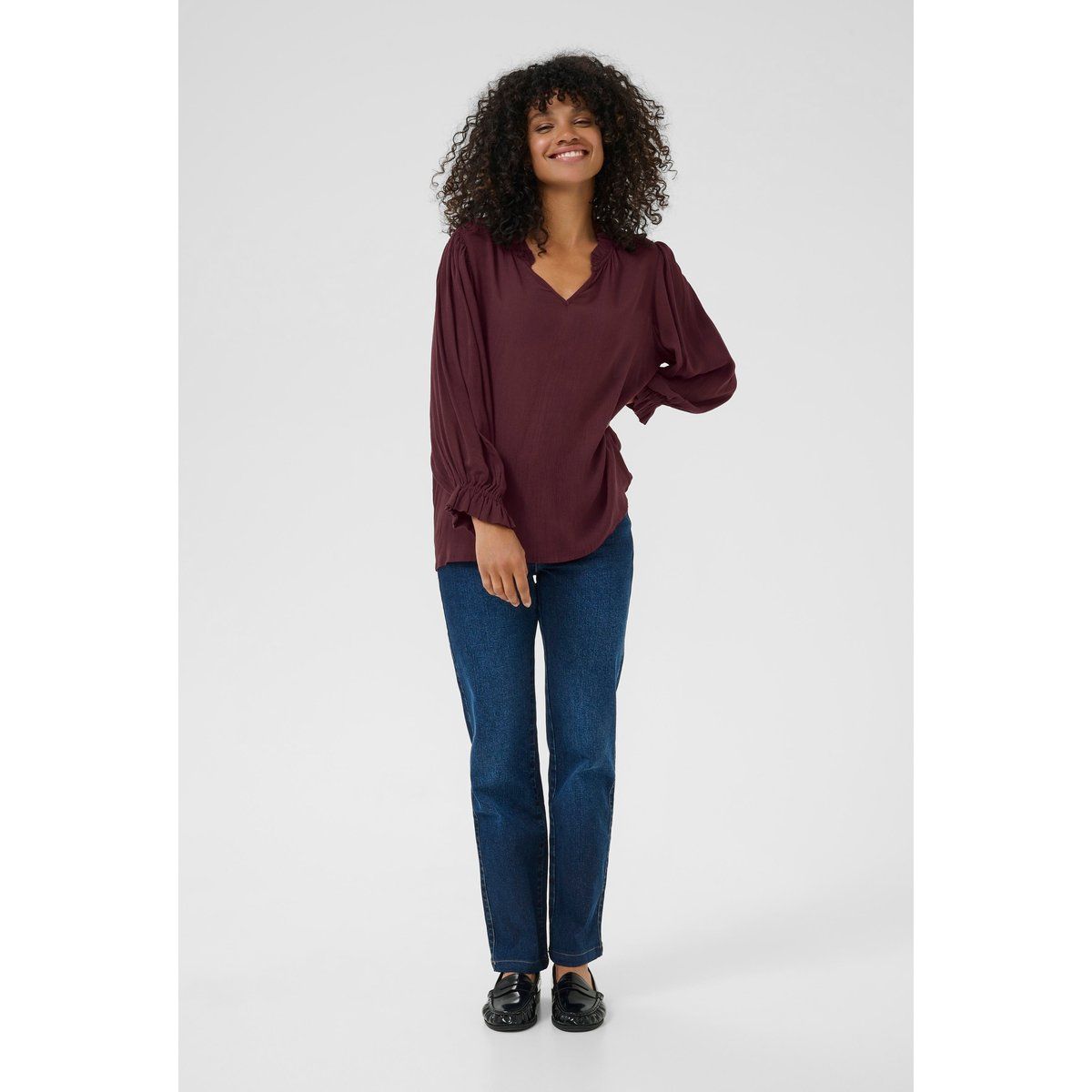 Langarm-Bluse KAliv Regular fit bordo