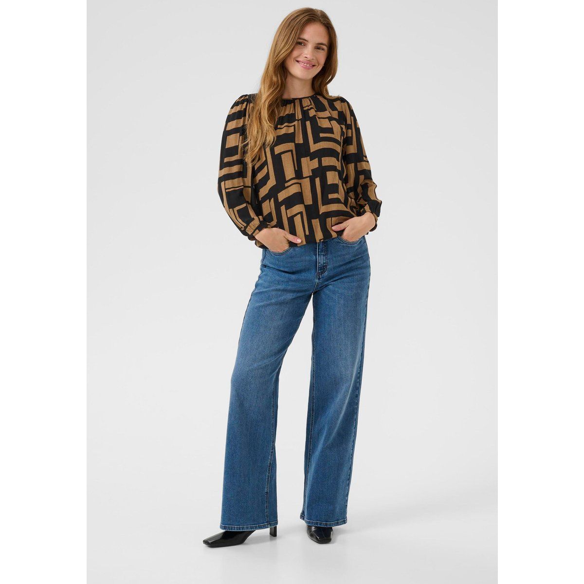 Langarm-Bluse KAlorina Regular fit black brown