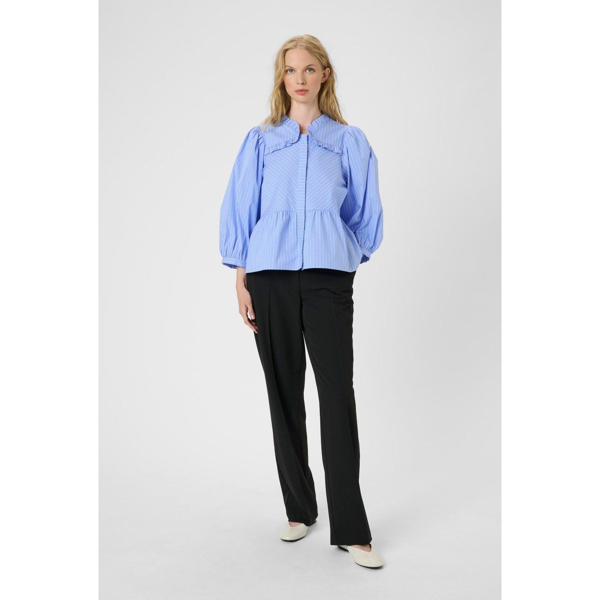 Kurzarm-Bluse KBAmy Feminine blue white
