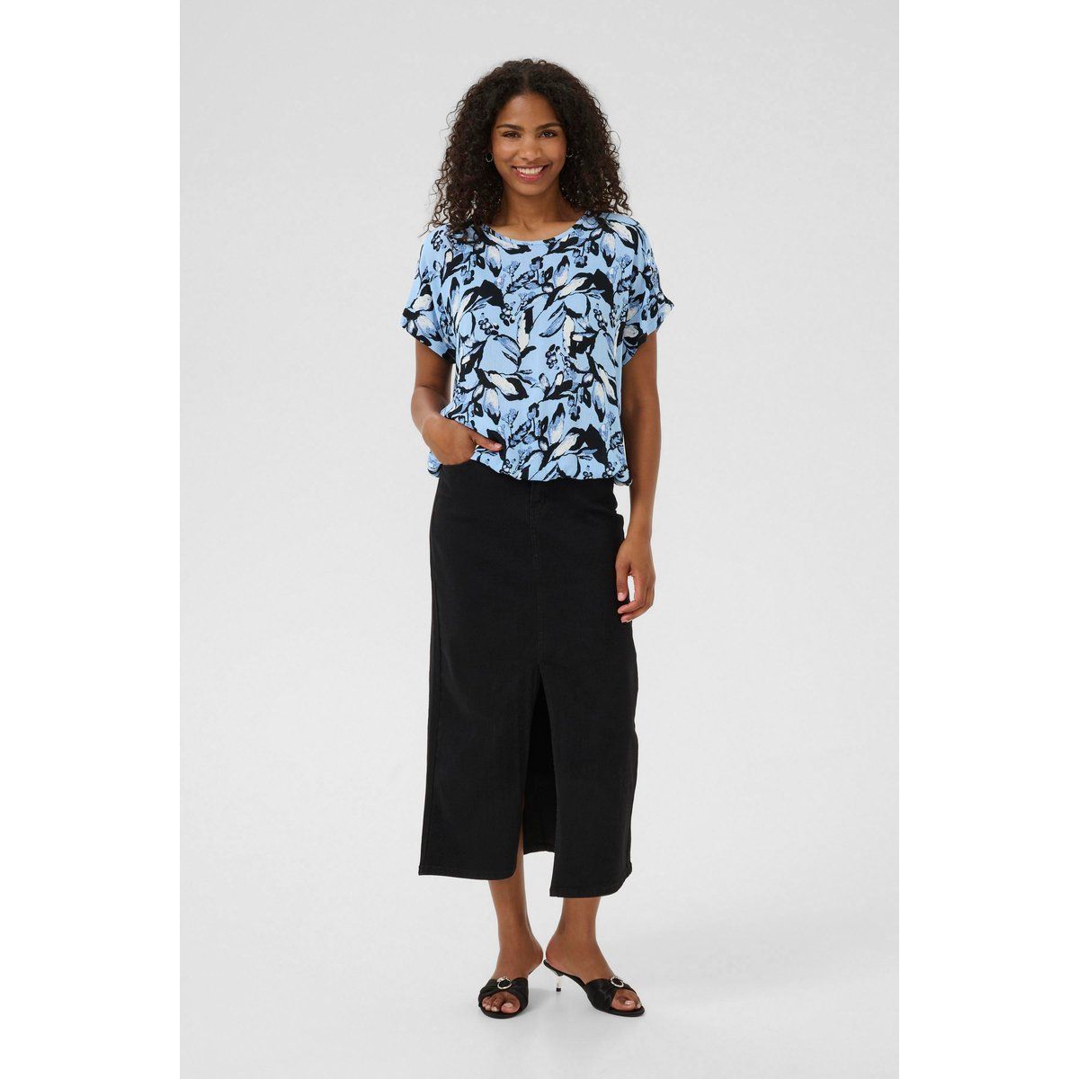 Kurzärmelige Bluse mit Blumendruck