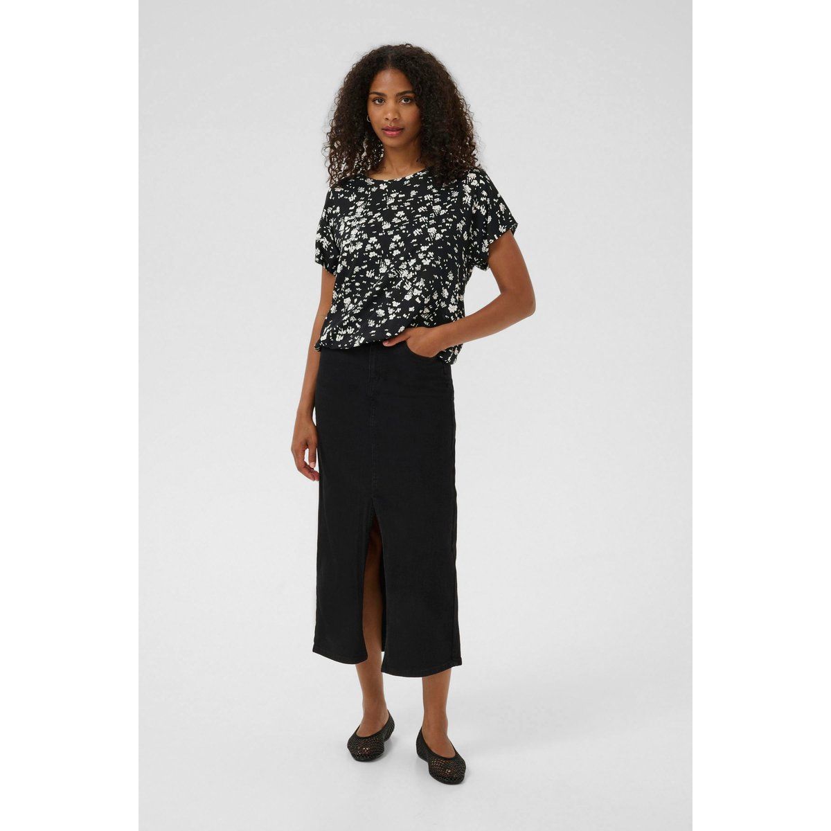 Kurzarm-Bluse KAbeathe Loose fit black white