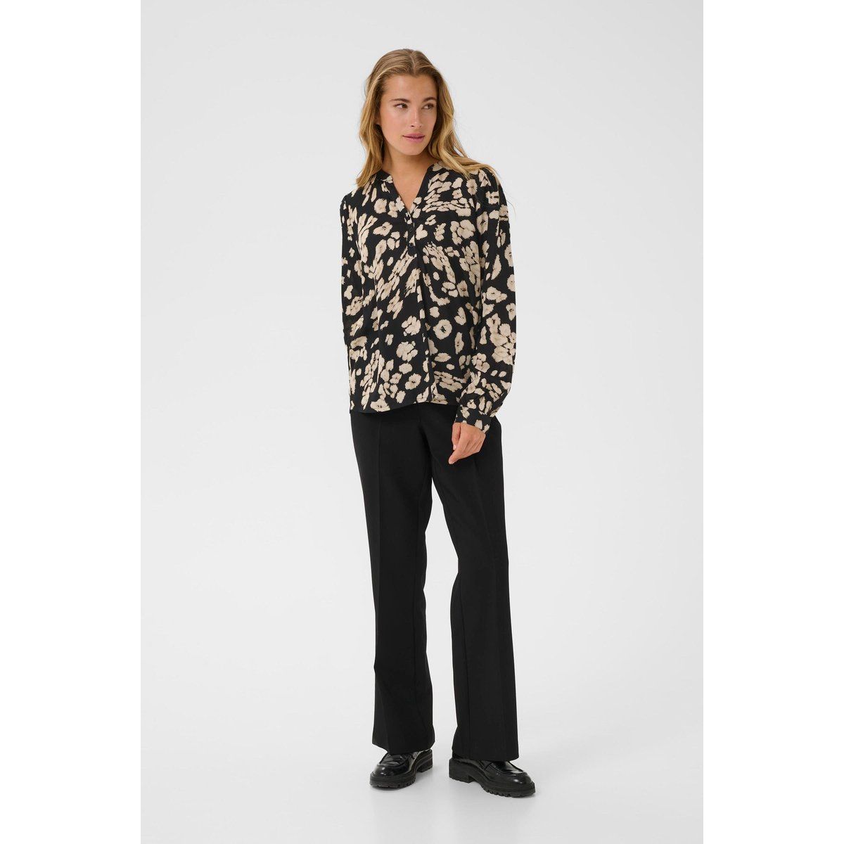 Leopard Print Langarm Bluse