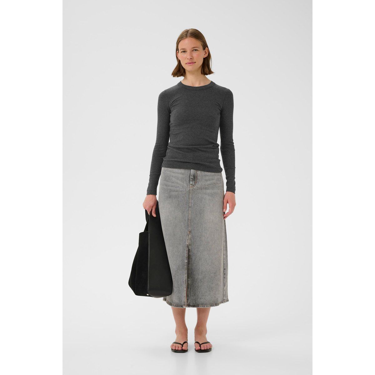 Figurbetontes Rippstrick Langarmshirt