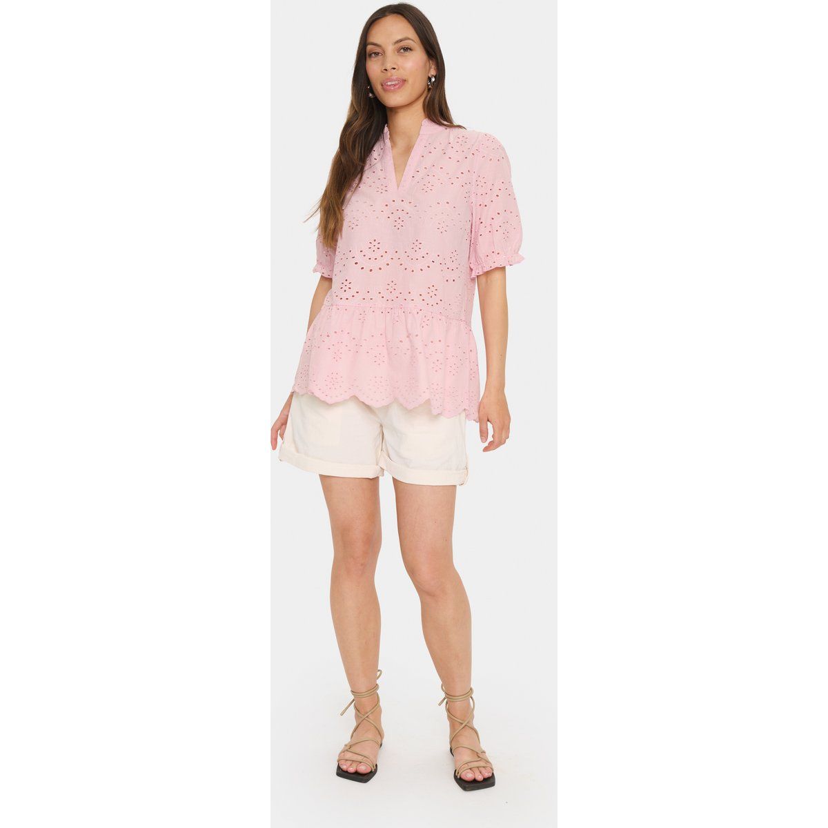 Kurzarm-Bluse GeleksaSZ Gerade Passform rose