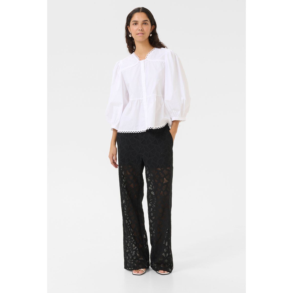 Kurzarm-Bluse KBAnnabelle Peplum fit white