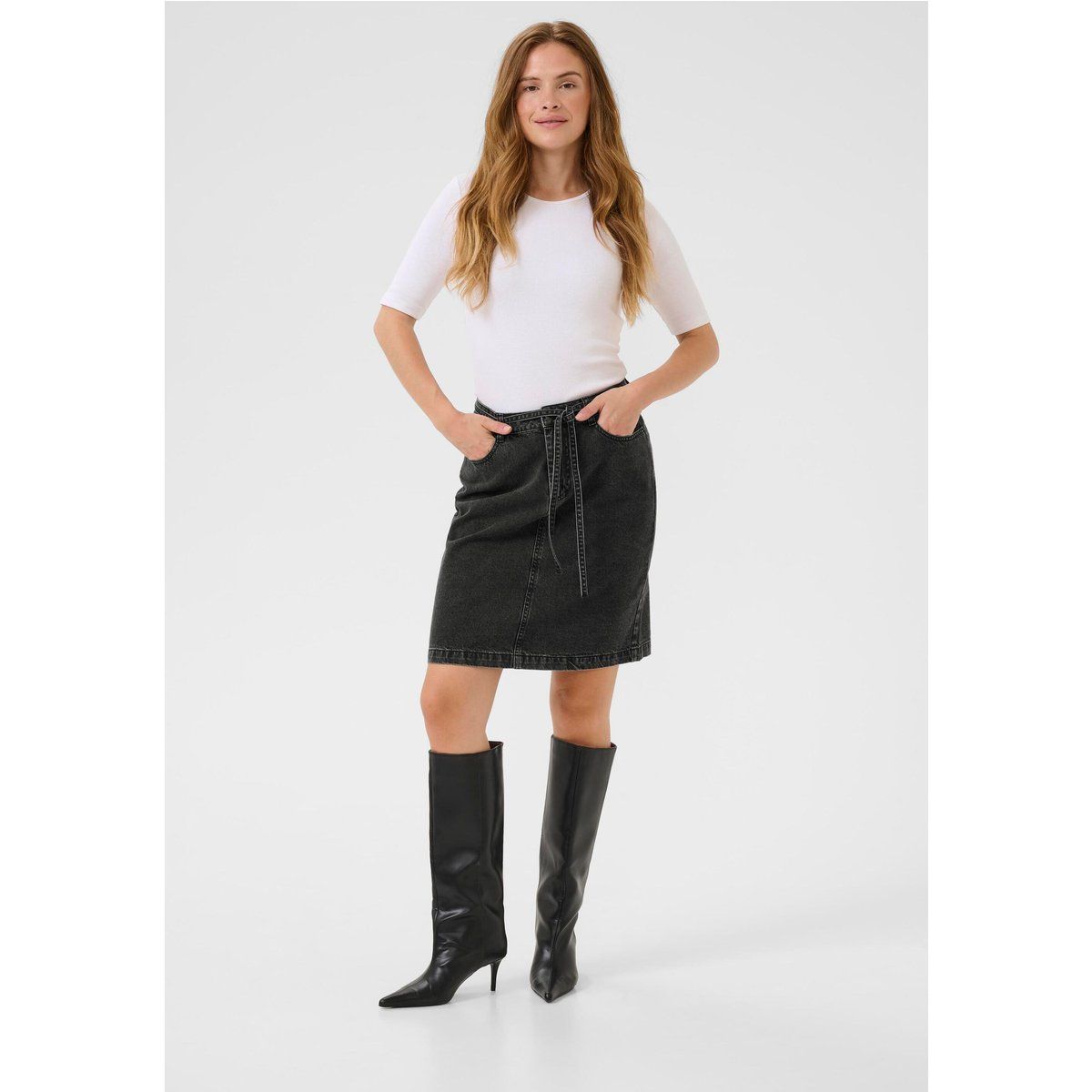 A-Linien Jeansrock mit Gürtel
