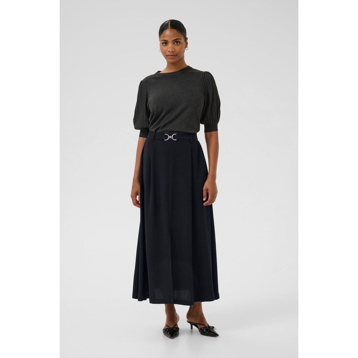 Eleganter A-Linien Midirock mit Gürtel