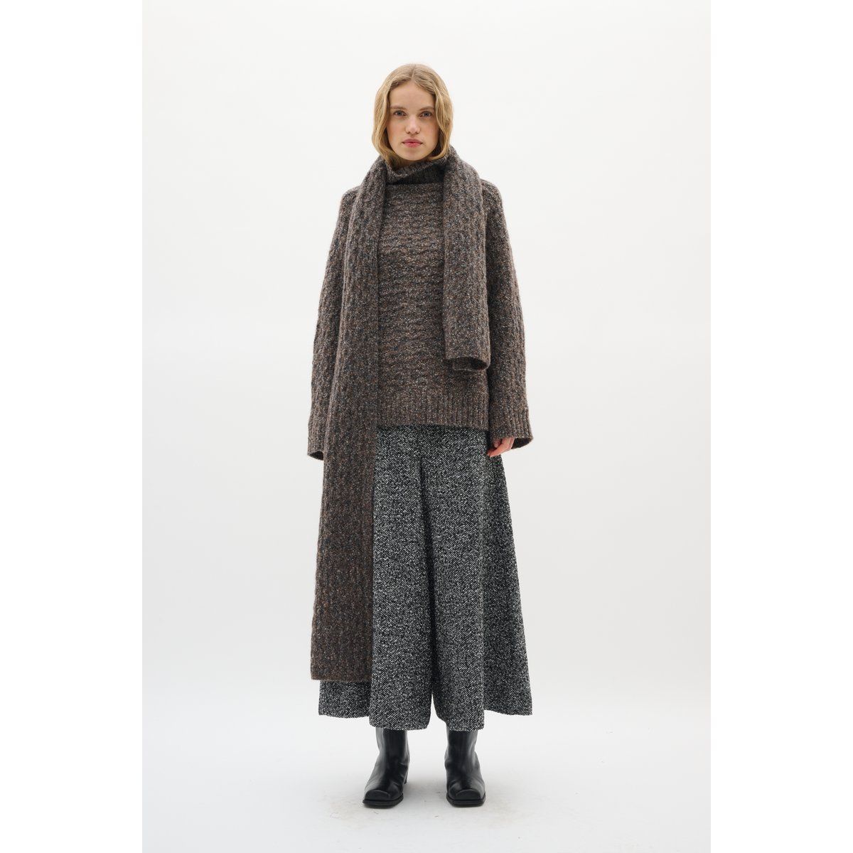 Strukturierter Strick-Rollkragenpullover