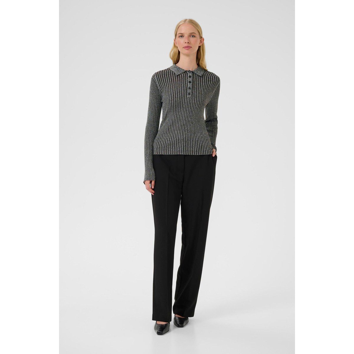Slim-Fit Rippstrick Polo Shirt