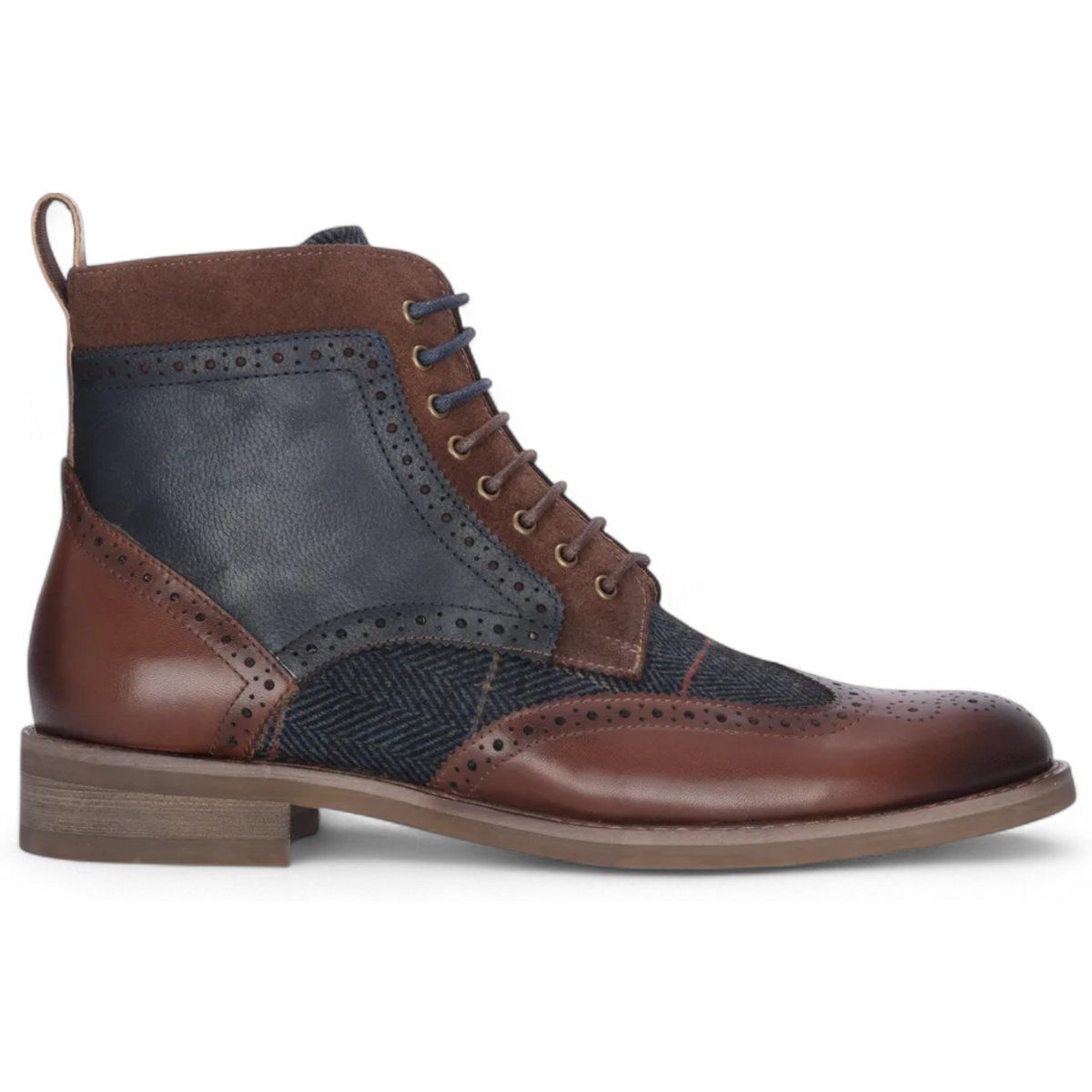 Herren Oxford Stiefel aus Leder und Tweed