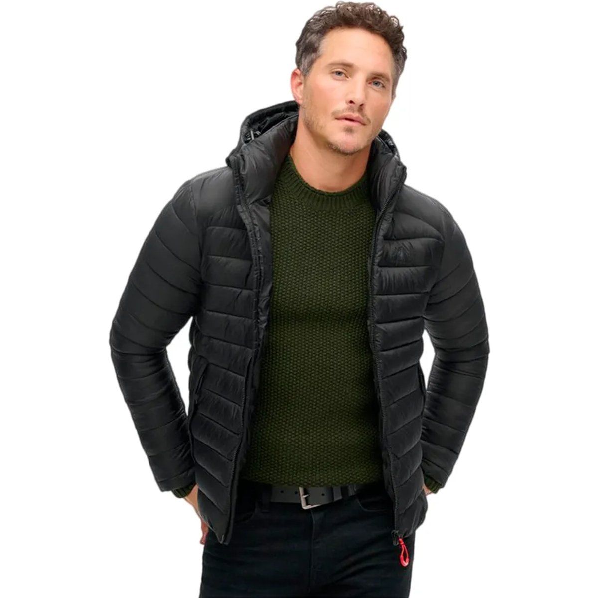 Leichte Herren Steppjacke mit Kapuze